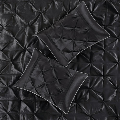 Black Laurel 7-piece tufted comforter bedding set by Start2Finish, featuring a stylish and plush design for a cozy bedroom look.
