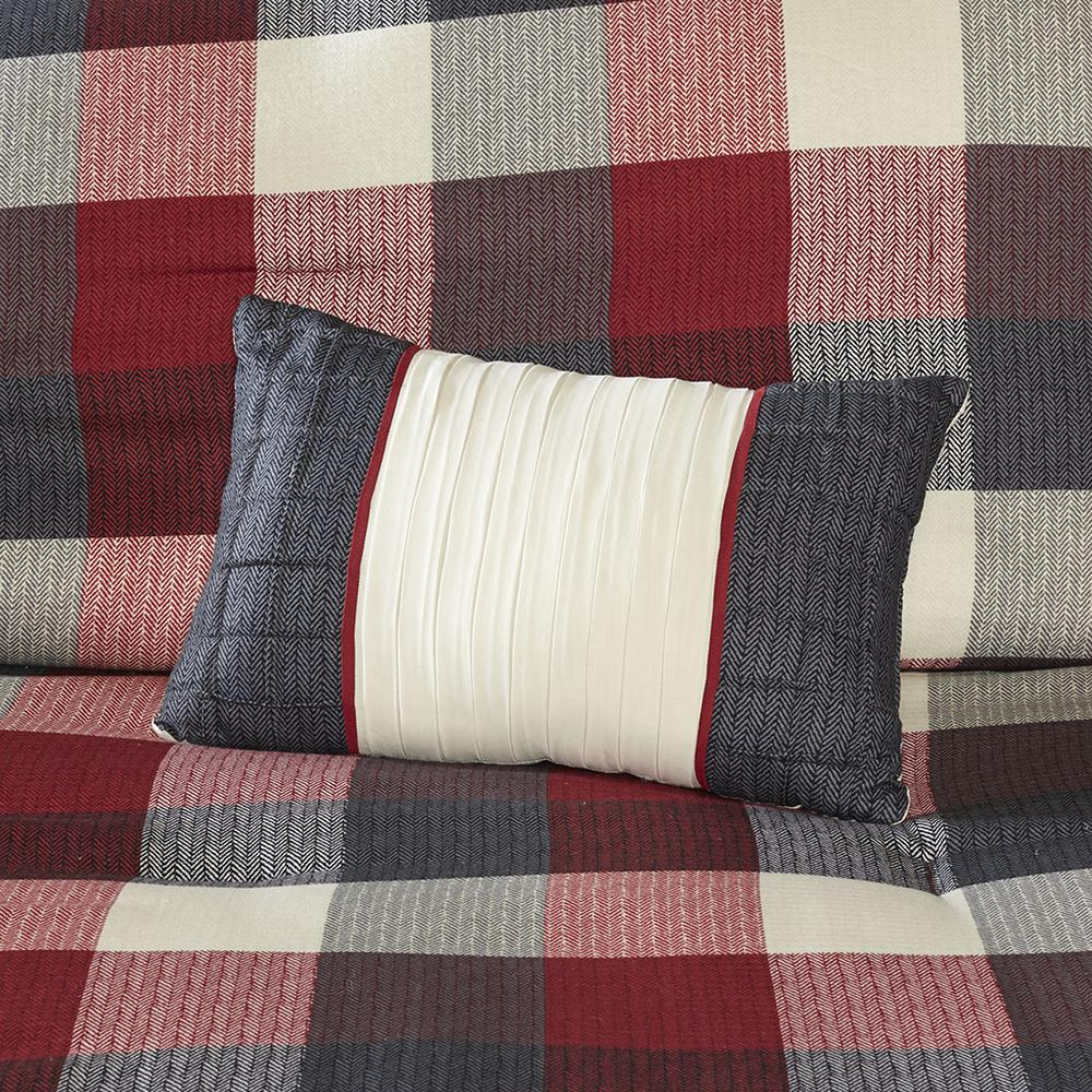 Red Ridge 7-piece Herringbone Comforter Set by Start2Finish, showing the bedding with a herringbone pattern and matching pillow shams.