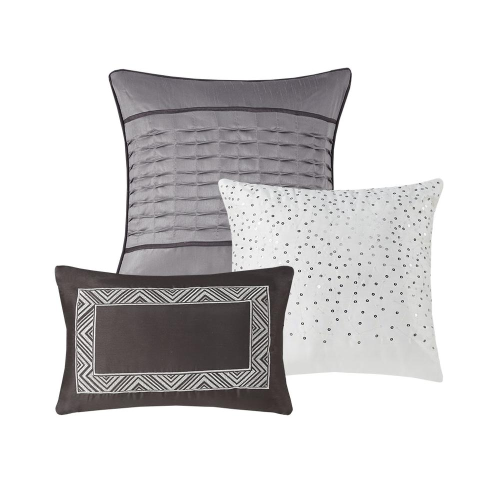 Start2Finish 7-piece Jacquard comforter set with intricate woven pattern on a neatly made bed with matching pillow shams.