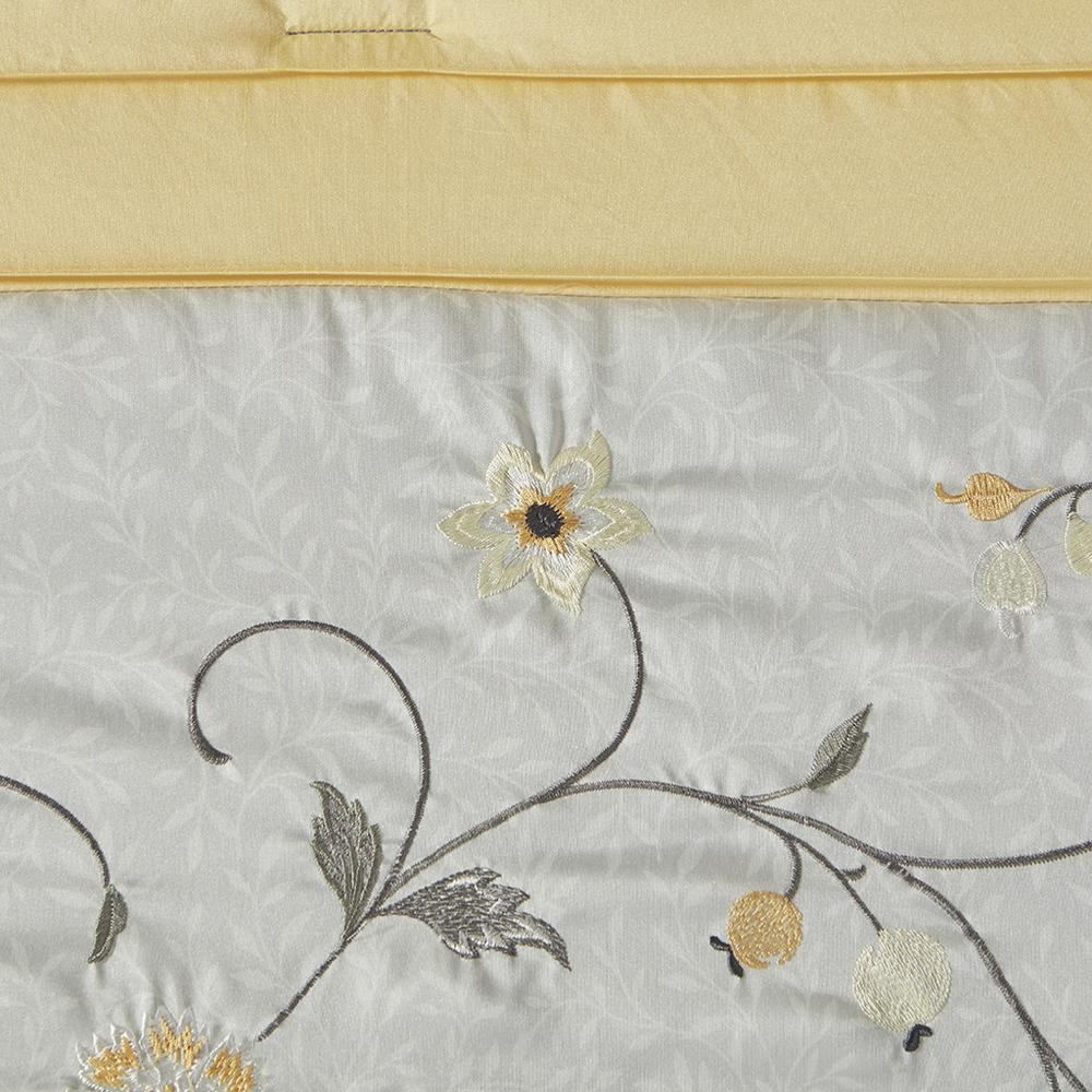 Start2Finish embroidered 7-piece comforter set with floral embroidery, featuring a cozy, decorative bedding ensemble.