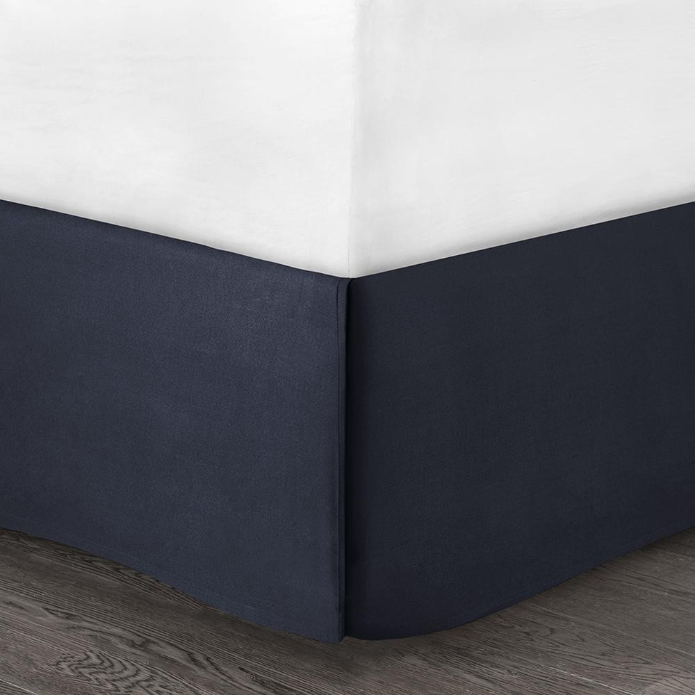 Serene embroidered 7-piece navy bedding comforter set by Start2Finish with detailed floral embroidery and matching pillow shams.