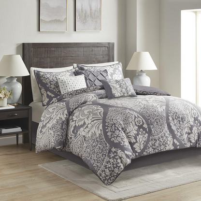 Start2Finish 7-piece cotton printed comforter bedding set with colorful floral design on a neatly made bed.