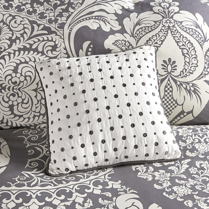 Start2Finish 7-piece cotton printed comforter bedding set with matching pillow shams and decorative accents.