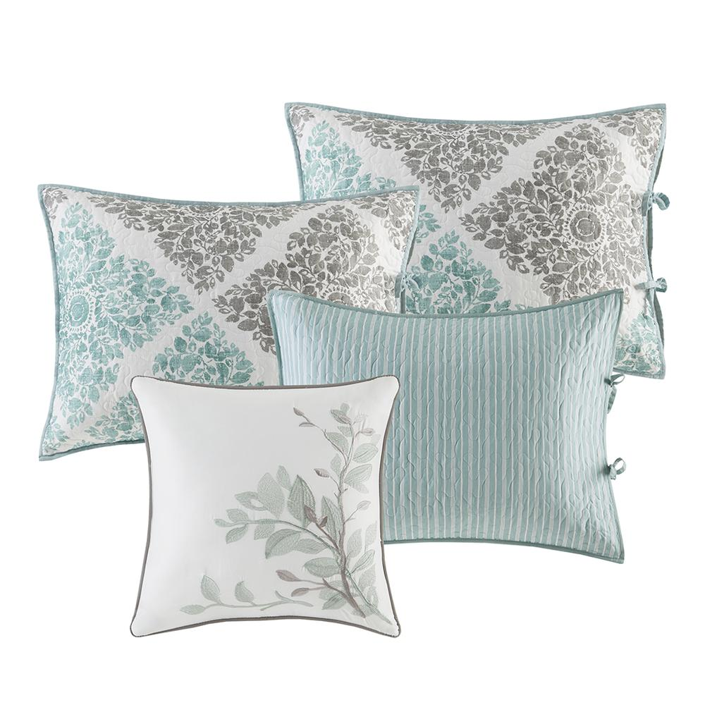 Start2Finish Claire 6-piece reversible aqua daybed cover set with matching pillow shams, showcasing vibrant bedding design.