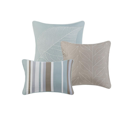 Start2Finish 6-piece embroidered quilt bedding set with matching throw pillows, featuring intricate patterns and soft fabric.