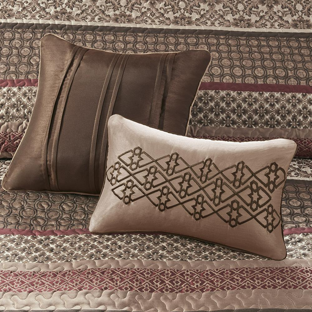 Start2Finish 5-piece reversible jacquard bedspread set with floral and geometric patterns on a plush fabric surface.