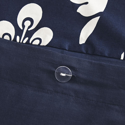 Vienna 6-piece printed duvet cover set in indigo by Start2Finish, featuring floral and geometric patterns on soft fabric.