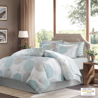 Start2Finish 9-piece comforter bedding set with cotton bed sheets, featuring a cozy, stylish design for a complete bedroom look.