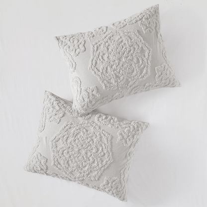 Start2Finish 3-piece tufted cotton chenille medallion duvet cover bedding set with intricate medallion pattern and soft texture.