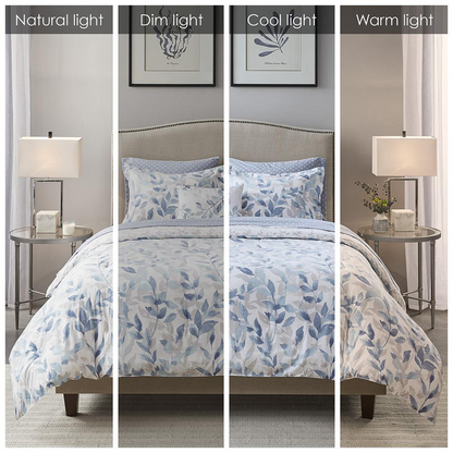 Reversible 8-piece comforter set with matching bed sheets by Start2Finish, featuring soft fabric and stylish patterns.
