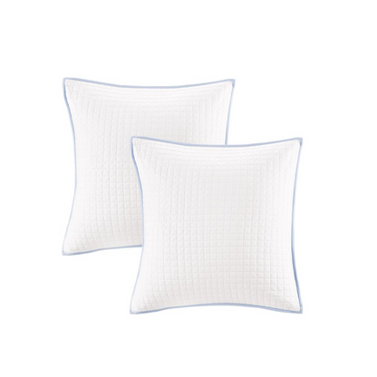 Cotton jacquard comforter set with euro shams and throw pillows, stylish bedding by Start2Finish.