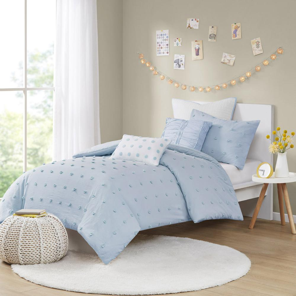 Start2Finish cotton jacquard comforter set with euro shams and throw pillows, showcasing elegant bedding with textured patterns.