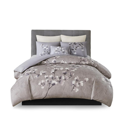 Start2Finish 3-piece cotton sateen printed comforter set with colorful floral design on a bed in a cozy bedroom.