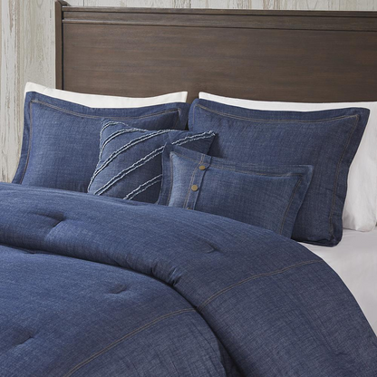 Blue Perry oversized denim comforter set by Start2Finish, soft bedding with a denim-inspired design and cozy texture.