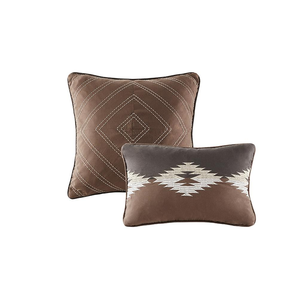 Bitter Creek oversized comforter set in grey and brown bedding with soft fabric and decorative pillows on a neatly made bed