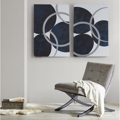 Start2Finish silver foil abstract 2-piece canvas wall art set featuring modern metallic designs for home decor.