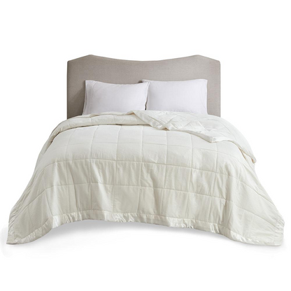 Large oversized down alternative bedding blanket with satin trim from Start2Finish, soft and cozy for restful sleep.