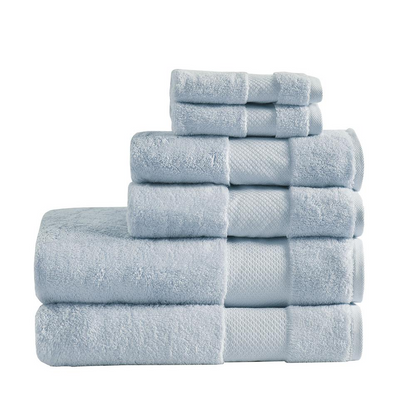 Start2Finish cotton 6-piece bath towel set featuring soft, absorbent towels in neutral colors for everyday bathroom use.
