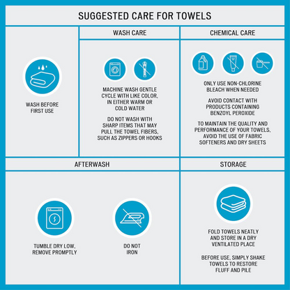 Start2Finish 8-piece 100% cotton antimicrobial bath towel set displayed in various folded and hanging positions.