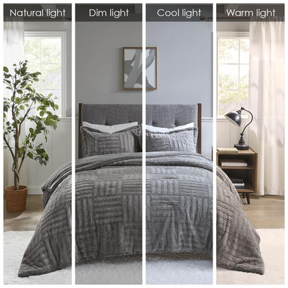 Grey Arctic Fur Down Alternative Comforter Mini Set by Start2Finish, showing plush fabric and cozy bedding design.