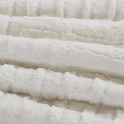 Start2Finish Arctic Fur Down Alternative Comforter Mini Set in ivory, soft bedding with plush texture and cozy appearance.