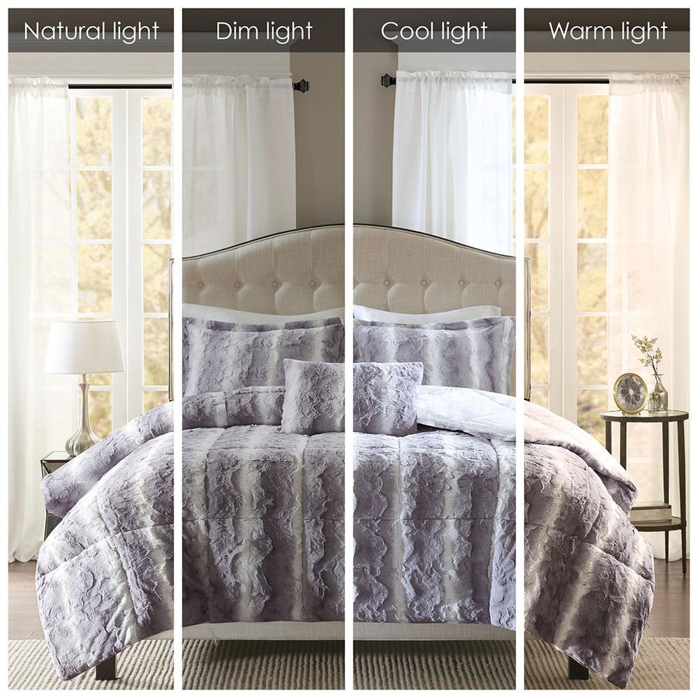 Start2Finish 4-piece faux fur comforter set with plush, soft fabric and matching pillow shams in neutral tones.