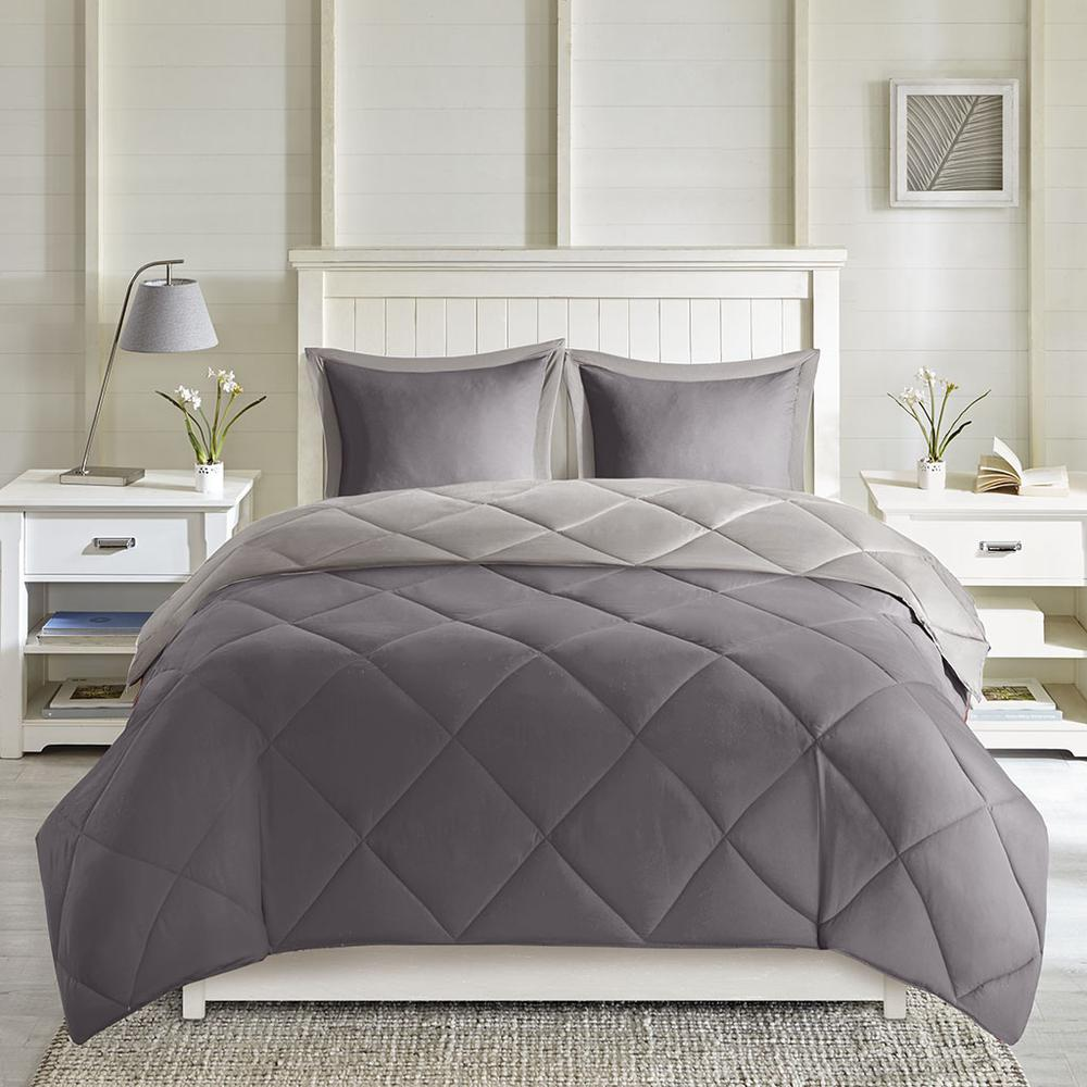 Start2Finish 3M Scotchgard Diamond Quilting reversible down alternative comforter set featuring diamond stitching and plush bedding design.