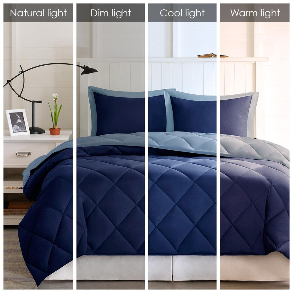 Start2Finish 3M Scotchgard diamond quilting reversible down alternative comforter set showing cozy bedding with textured diamond stitching.