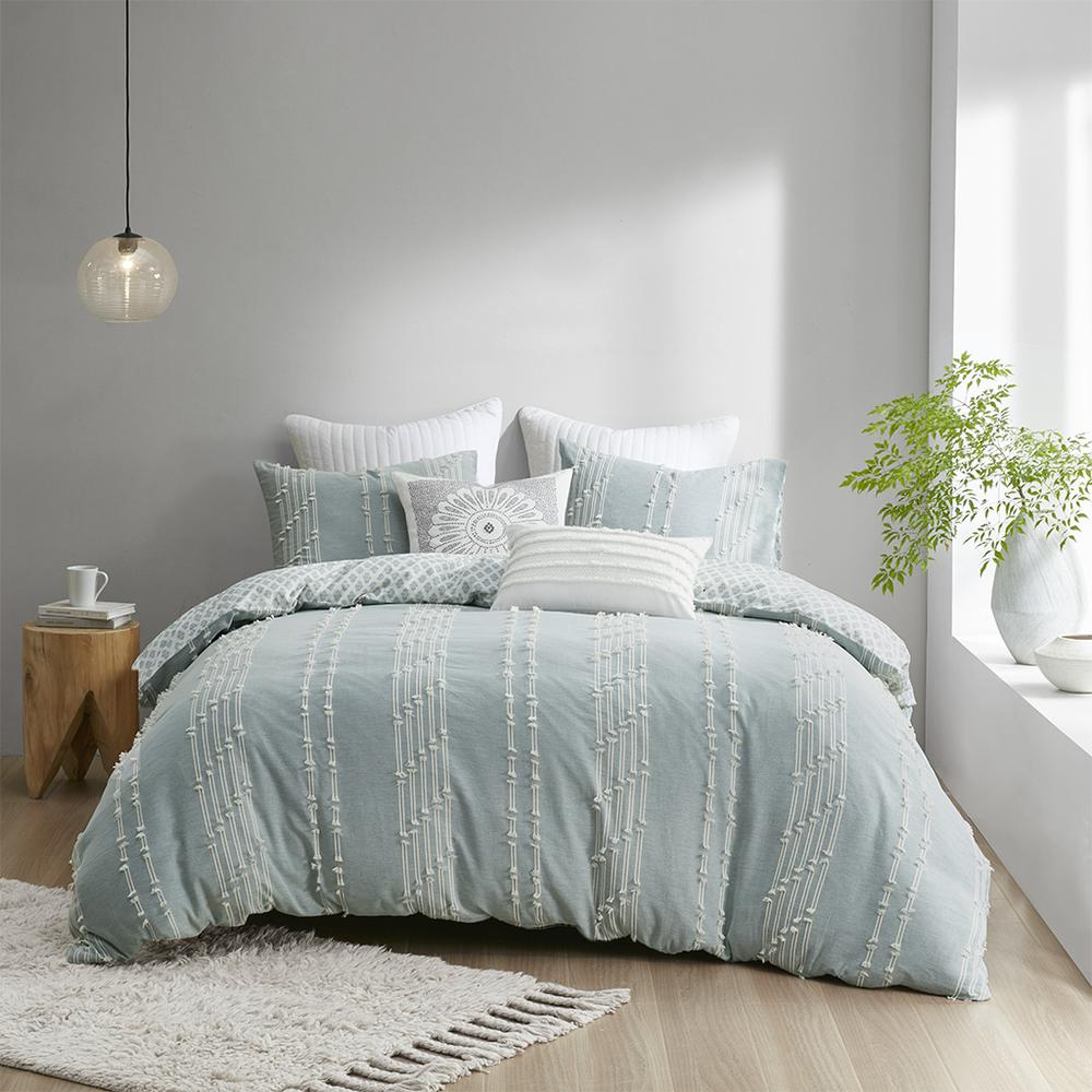 Start2Finish 3-piece cotton jacquard duvet cover set with intricate woven patterns on soft, luxurious bedding fabric.