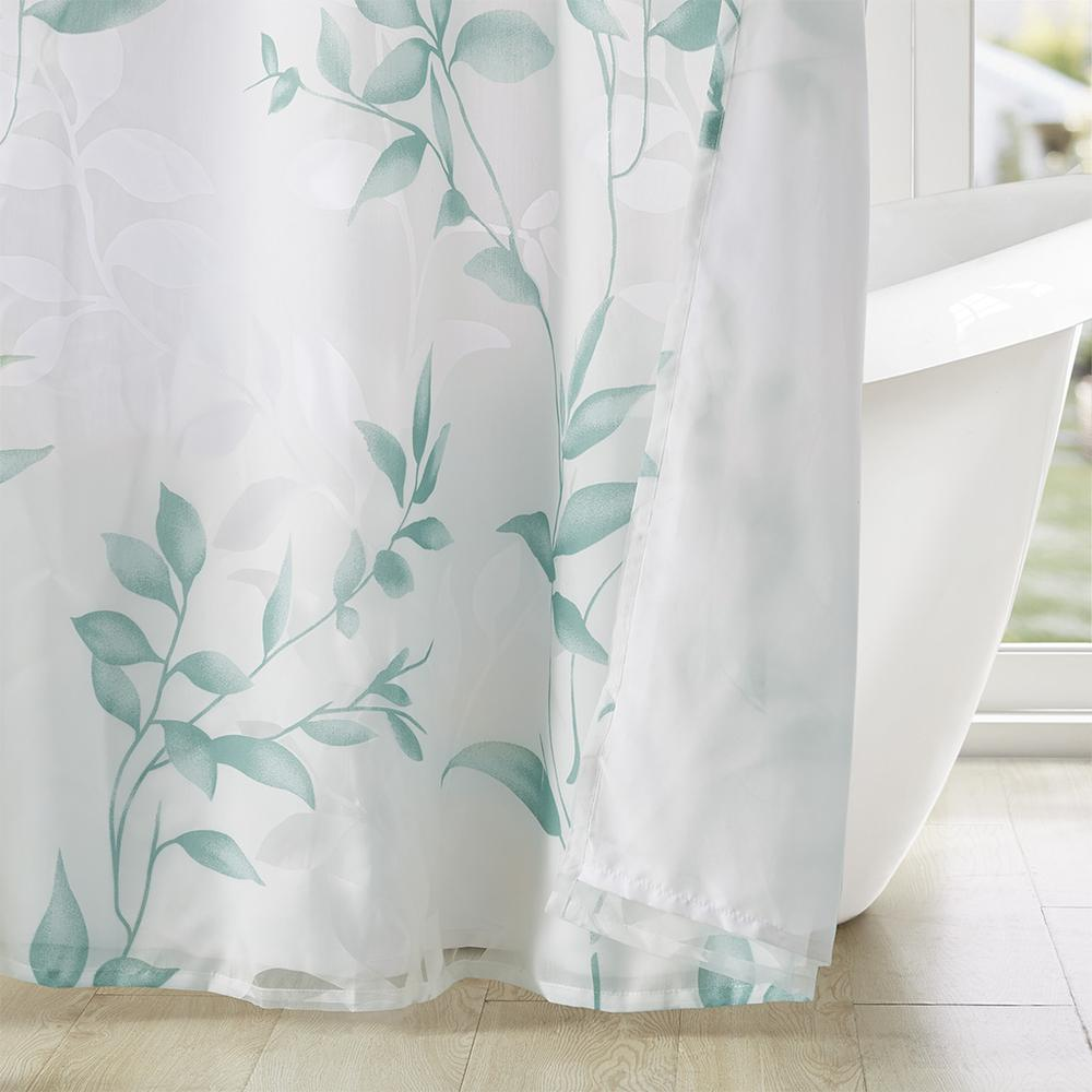 Start2Finish burnout printed shower curtain with vibrant abstract design, perfect for modern bathroom decor.