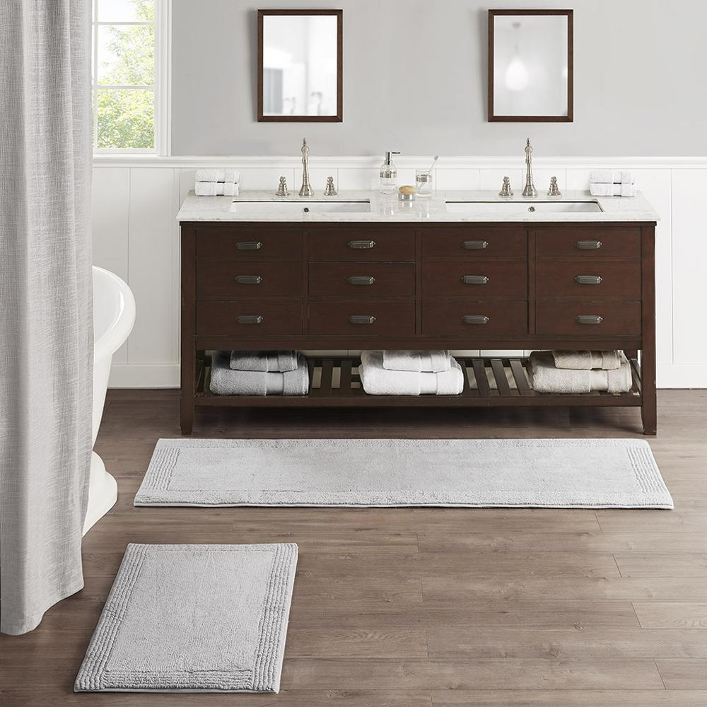 Start2Finish 100% cotton tufted reversible bath rug with plush 3000GSM texture, shown in a soft, absorbent design for bathroom use.