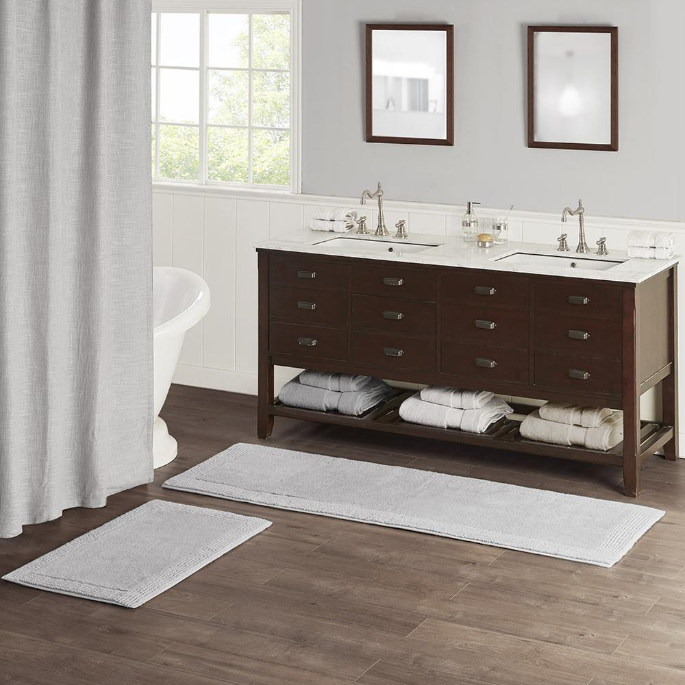 Reversible 100% cotton bath rug with 3000GSM, plush tufted texture, in neutral colors, from Start2Finish.
