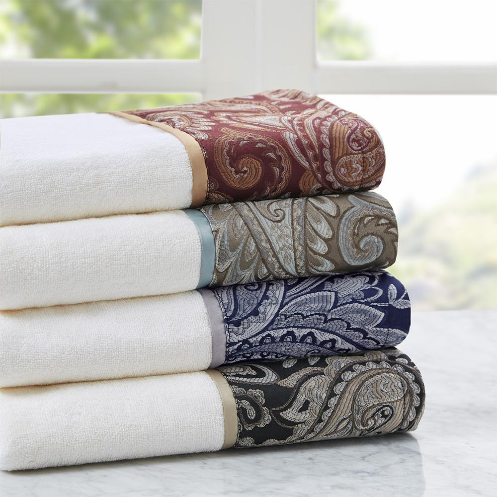 Start2Finish 6-piece jacquard bath towel set featuring plush, patterned towels in various sizes for luxurious bathroom use.