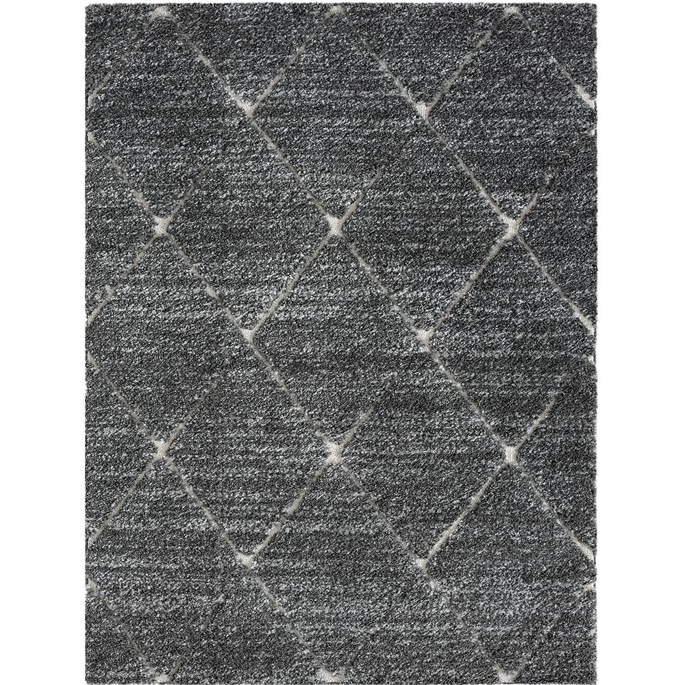 Start2Finish Talas Trellis area rug in grey and cream with geometric trellis pattern, perfect for living room or bedroom decor.