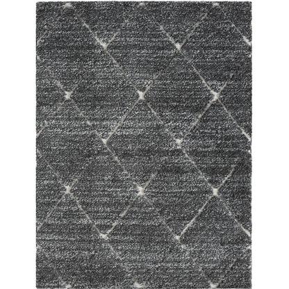 Start2Finish Talas Trellis area rug in grey and cream with geometric trellis pattern, perfect for living room or bedroom decor.