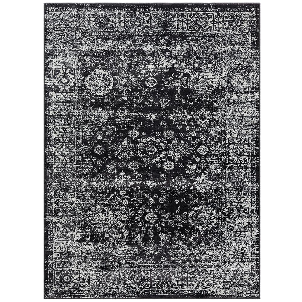 Distressed vintage Persian woven area rug with intricate patterns and muted colors, showcasing a classic, aged design.