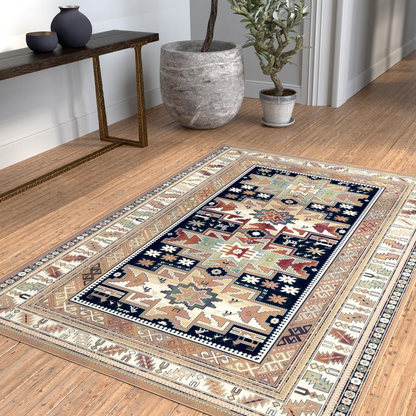 Start2Finish Sonoma Gypsy Rust, Black, Ivory, Aqua viscose area rug, 7&