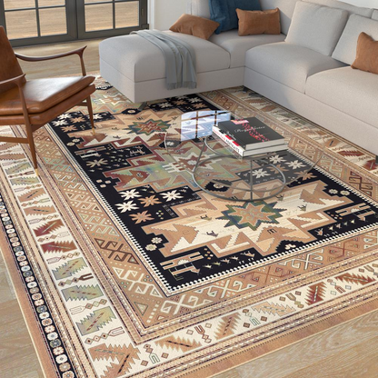 Start2Finish Sonoma Gypsy Rust, Black, Ivory, Aqua viscose area rug, 7&