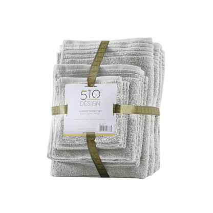 Start2Finish 12-piece quick-dry cotton bath towel set, soft and absorbent for luxurious bathroom use.