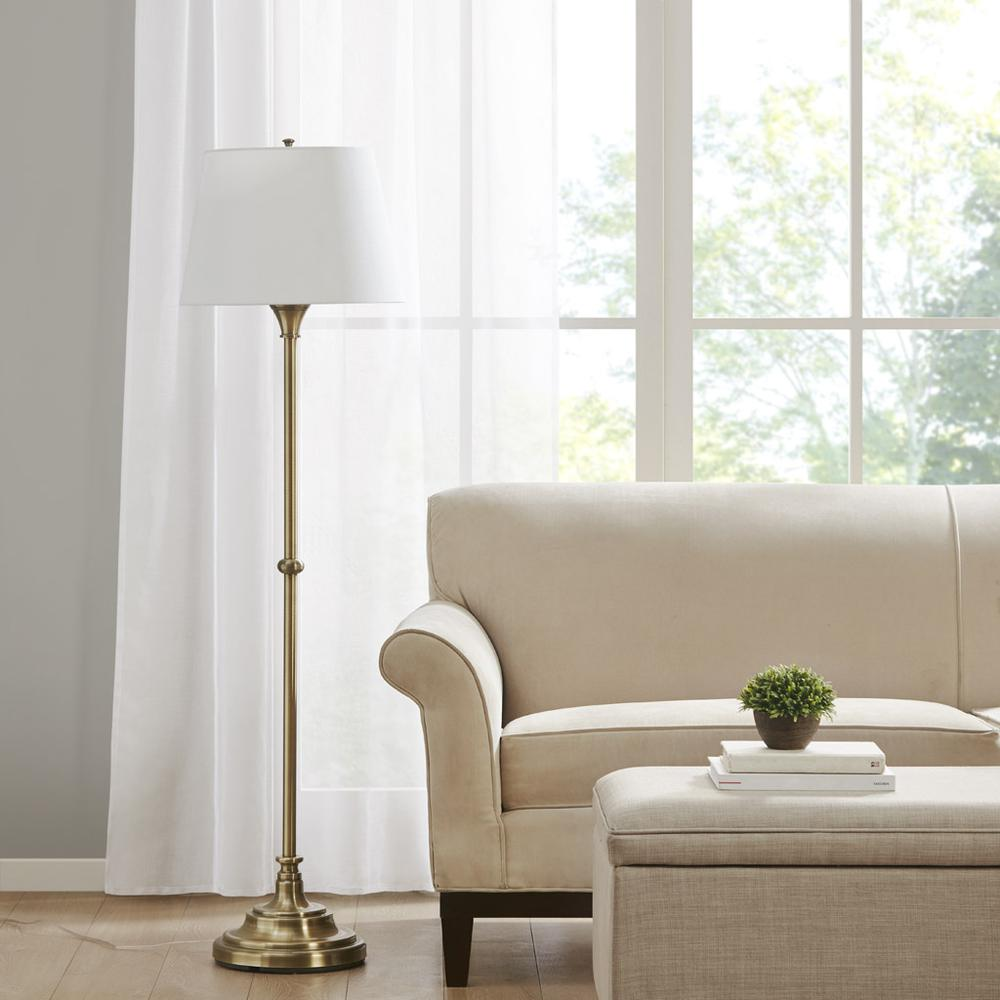 Start2Finish 59-inch floor lamp with a sleek modern design, featuring a tall, slim metal body and a fabric lampshade.