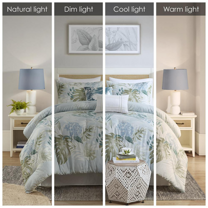 Start2Finish 6-piece oversized cotton comforter set with matching throw pillow, shown on a neatly made bed.