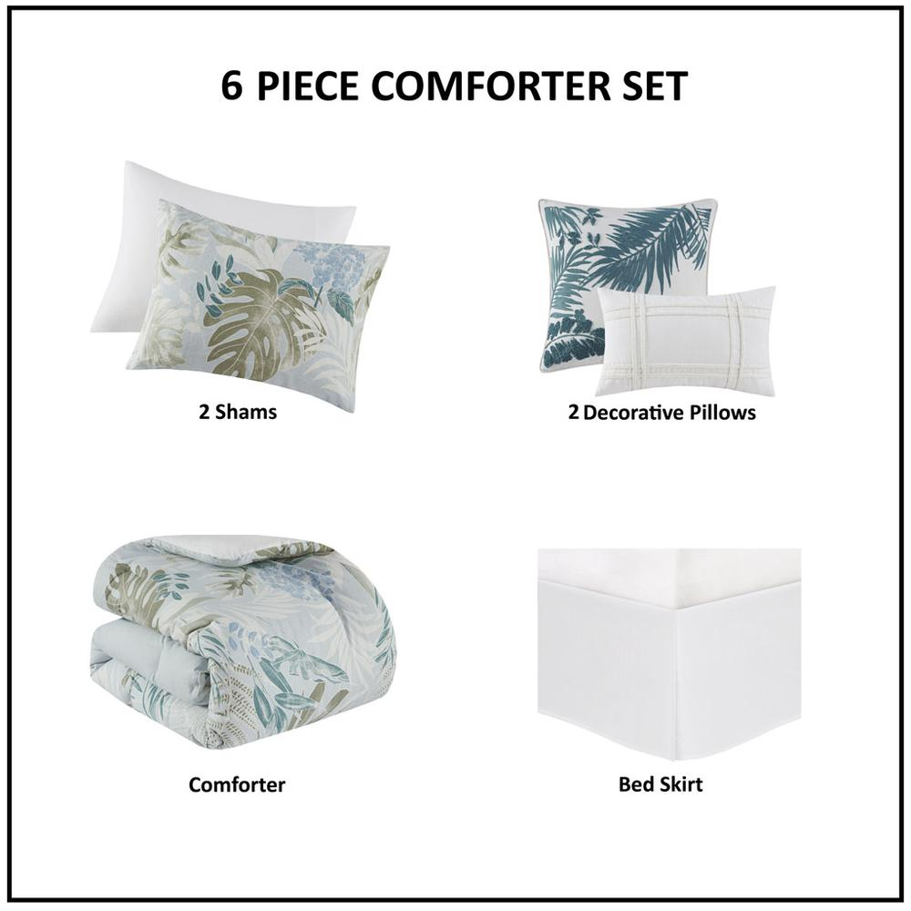 Start2Finish 6-piece oversized cotton comforter set with matching throw pillow, featuring soft, breathable fabric and plush bedding design.