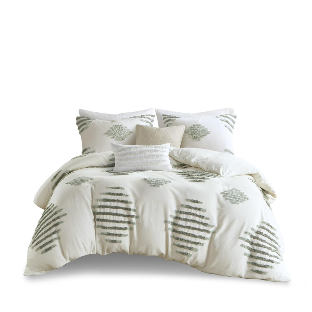Start2Finish 3-piece cotton blend chenille duvet cover bedding set with textured fabric and matching pillow shams.