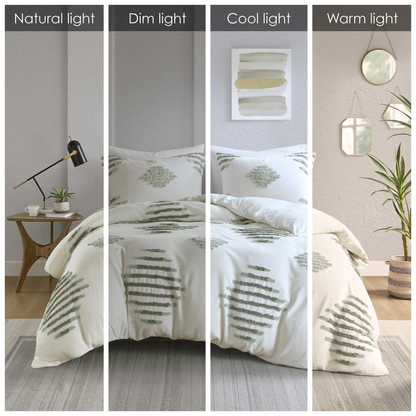Start2Finish 3-piece cotton blend chenille duvet cover set with matching pillow shams, soft bedding for a cozy bedroom look.