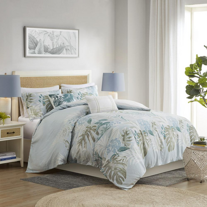 Start2Finish 5-piece cotton duvet cover set with matching throw pillow, featuring a soft, breathable fabric and stylish design.
