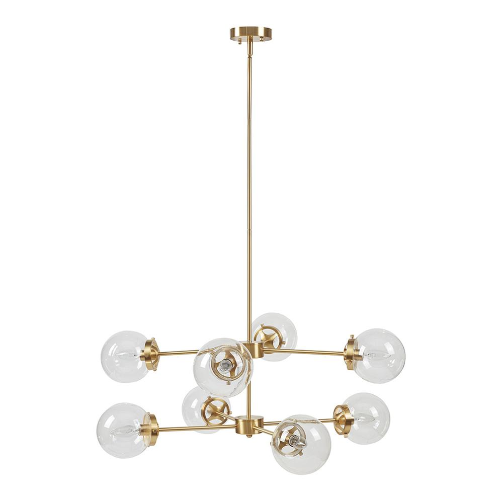 8-light metal chandelier with globe bulbs by Start2Finish, featuring a modern industrial design and a sleek metal finish.