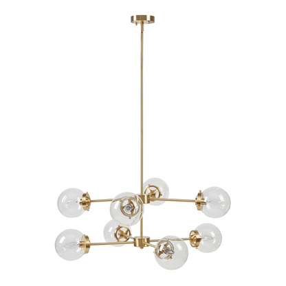 8-light metal chandelier with globe bulbs by Start2Finish, featuring a modern industrial design and a sleek metal finish.
