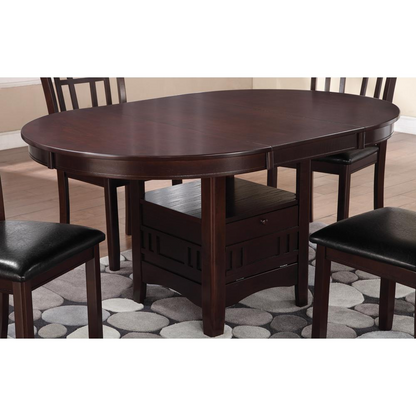 Lavon Oval 60-inch Extension Leaf Dining Table in espresso wood showing the extended table with a smooth oval surface.