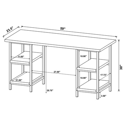 Kemper 59-inch weathered brown 4-shelf writing desk by Start2Finish with a sturdy wooden design and open shelving for workspace organization.