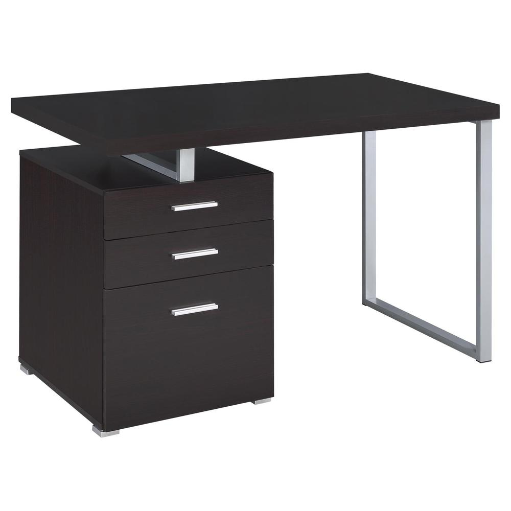 Start2Finish Brennan 47-inch office computer desk with three drawers in cappuccino finish, featuring a sleek wood design.